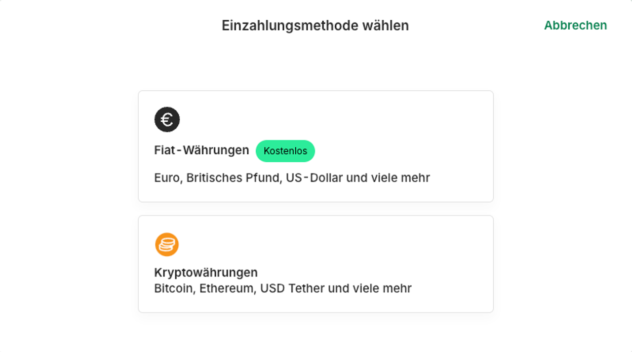 Enter money from Bitpanda